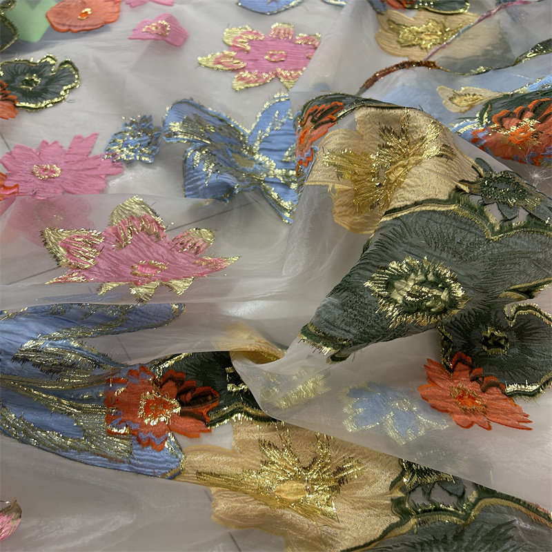 Sewing Thread In Textile - L100cm X W150cm Jacquard Organza Fabric